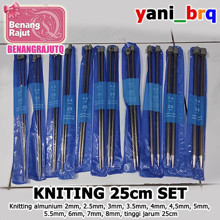 KNITTING NEEDLES / SPN KNITTING 25 cm I SINGLE POINT NEEDLES (PAIR / 2 TWO NEEDLES)