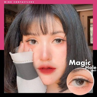 1 คู่ บิ้กอายตาโต สีเทา ลายพระจันทร์เสี้ยว ตาสวยหยาดเยิ้มมม รุ่น Magic Hole Gray แบรนด์ Wink Lens ขนาด 14.2 ค่าสายตาปกติ