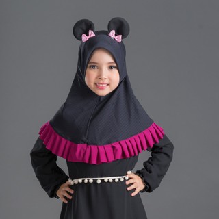 Hijab Baby ผ้าคลุมผมเด็ก สีดำม่วง