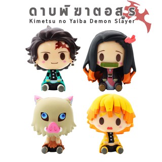 [พร้อมส่ง] Mini model 4 ตัว/ชุด - ฟิกเกอร์ โมเดล ดาบพิฆาตอสูร Demon Slayer Kimetsu No Yaiba Tanjiro Nezuko Sitting Doll