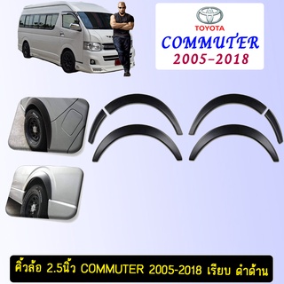 ซุ้มล้อโป่งล้อ คิ้วล้อ 3.5นิ้ว Toyota Commuter 2005-2018 เรียบ ดำด้าน