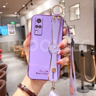 เคส VIVO Y51 Y31 Y51A Y53S 2021 6D สายรัดข้อมือเคสโทรศัพท์พร้อมสายคล้องไหล่แบบยาวกระเป๋าสะพายข้างพร้อมตัวป้องกันกล้อง