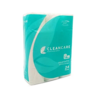 Cleancare กระดาษชำระม้วนเล็ก ทิชชู่ม้วน กระดาษทิชชู่ กระดาษชำระ 14 เมตร จำนวน 144 ม้วน, 1 ลัง