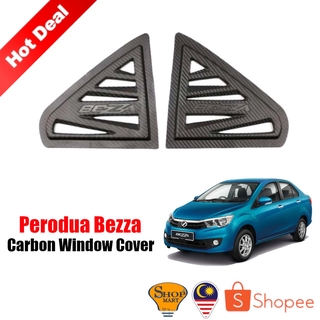 Perodua Bezza ฝาครอบหน้าต่างรถยนต์ คาร์บอน ทรงสามเหลี่ยม 3D