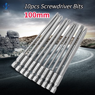 [คลังสินค้าใส] 10pcs 100mm S2 ชุดไขควงเหล็ก Ph1 Ph2 1/4 นิ้ว Hex Shank ชุดดอกไขควงเหล็ก