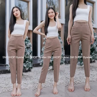 🌈รุ่น S1 🌈กางเกง8ส่วนเอวสูง ทรงบอย ซิปหลัง ผ้าเปเป้หรือผ้าไอวี่ S-2XL พร้อมส่ง