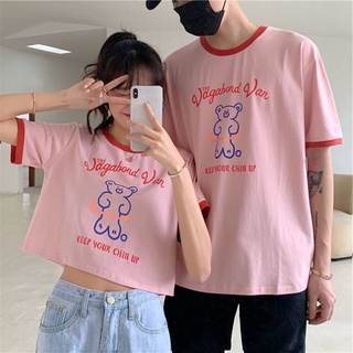 SALABO(พร้อมส่ง)เสื้อครอปเอวลอย สไตล์เกาหลี งานสกรีนลายหมี 🐻 #9350-51