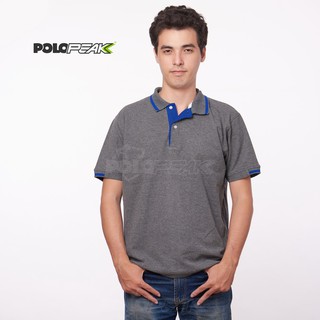 เสื้อโปโลสีท็อปดายดำ ปกริ้วน้ำเงิน polopeak