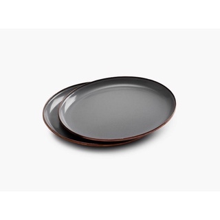 Barebones Enamel Plate Slate Gray Set of 2 ชุดจานเครือบอีนาเมล