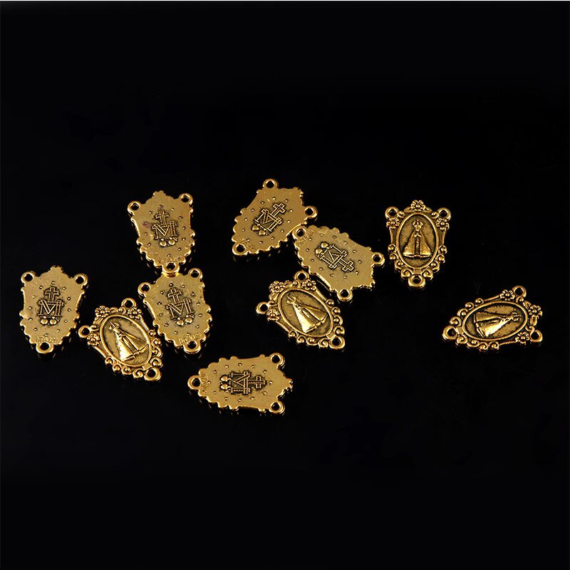 จี้ลูกประคําศาสนาพระแม่มารีย์ ชุบทอง แฮนด์เมด DIY 10 ชิ้น - รูปที่ 4