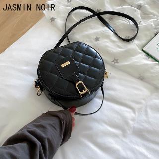 JASMIN NOIR ขนาดเล็กรอบกระเป๋าวินเทจหรูหราออกแบบลายกระเป๋าสะพายกระเป๋าสะพายสตรี PU กระเป๋า