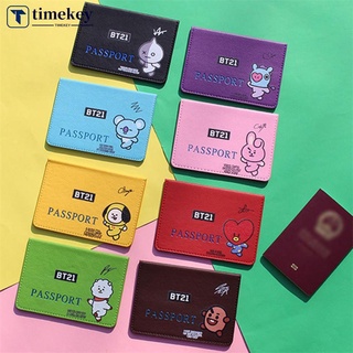 Timekey BTS BT21 เคสหนังใส่หนังสือเดินทาง แบบบาง ป้องกันหนังสือเดินทาง บัตรประชาชน L7N8