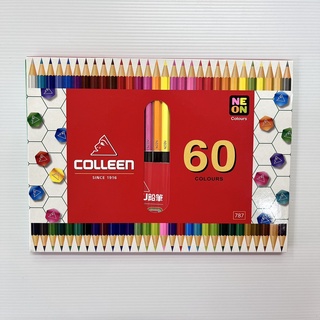 ดินสอสีไม้คลอลีน Colleen 60 สีธรรมดา สีนีออน สองหัว 30เเท่ง 60 สี ( #787 )