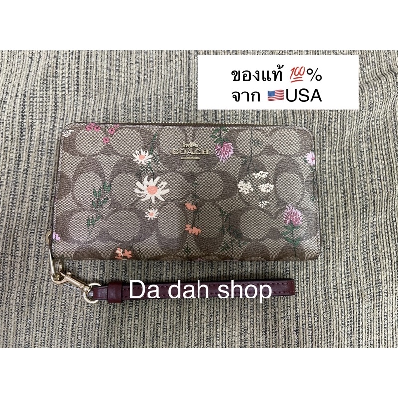 🌟พร้อมส่ง📌กระเป๋า Coach รุ่น กระเป๋าตังซิปรอบลายCพิมพ์ลายดอกไม้ป่าสวยงามมาพร้อมสายคล้องมือ