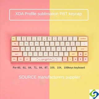 ปุ่มกดคีย์บอร์ด XDA 85% 60% 65% วัสดุ PBT คุณภาพสูง สีชมพูมาการอง สําหรับคีย์บอร์ด