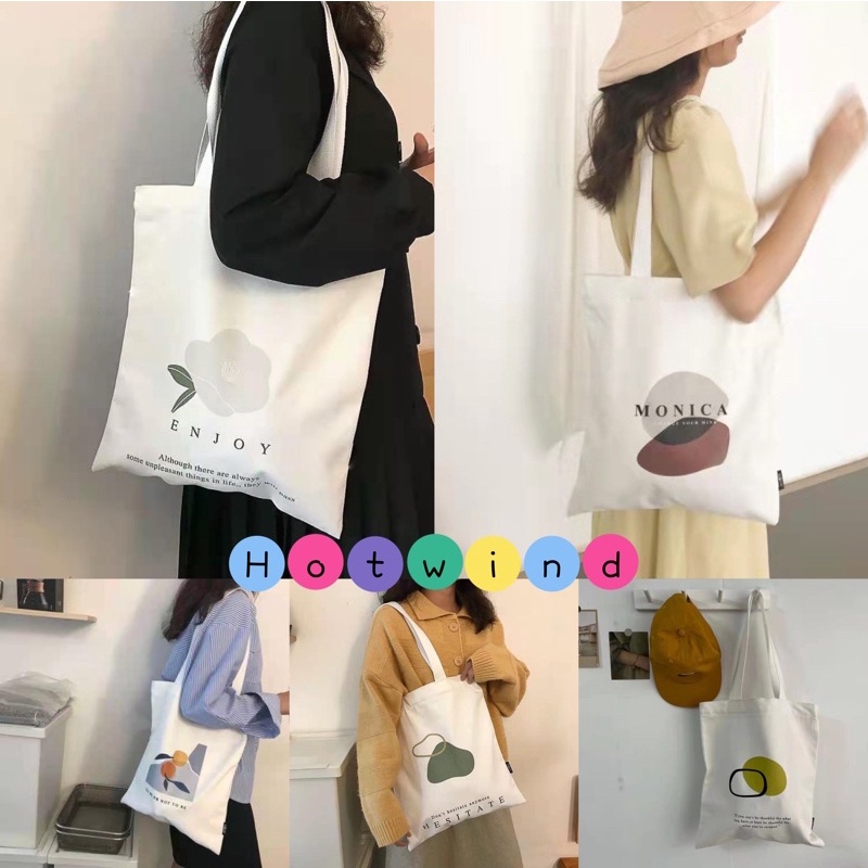Hotwind​ (พร้อมส่ง) ​กระเป๋า​ผ้าแคนวาสแฟชั่นสไตล์​เกาหลี​สุดฮิต NO.AAA