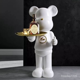 แบร์บริก หมียืนถือถาด Bearbrick แบร์บริก Nordic style ตกแต่งบ้าน  เรซิ่นหัตถกรรมประติมากรรม -สินค้ามีพร้อมส่ง-