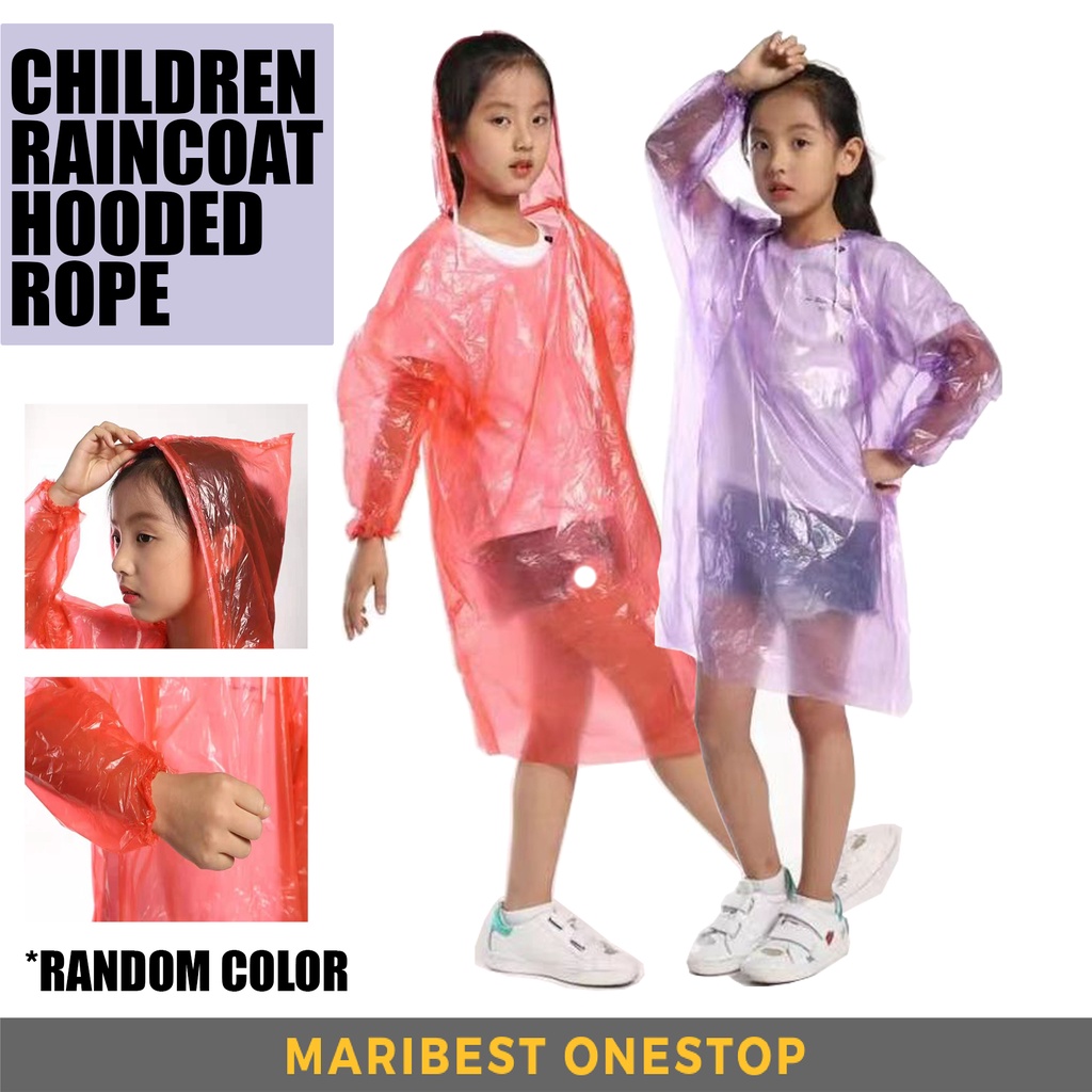เสื้อกันฝนแบบใช้แล้วทิ้งกันฝนเด็กเด็กเสื้อกันฝน Hood เสื้อ Baju Hujan Budak Baju Hujan Kanak Baju Hu