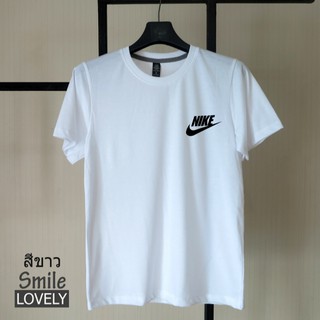 เสื้อยืดคอกลม แขนสั้น เสื้อสวย แฟชั้นชายหญิง สีขาวสกรีนลาย(NIKE)