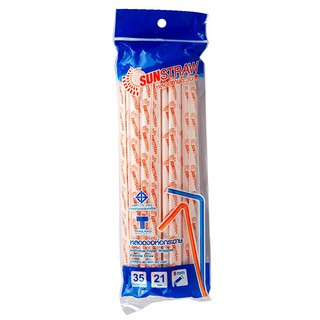 ถูกที่สุด✅  ทานตะวัน หลอดงอห่อกระดาษ ขนาด 21 เซนติเมตร แพ็ค 35 Thantawan Individual Papar Wrapped Flexible Straw Size 21