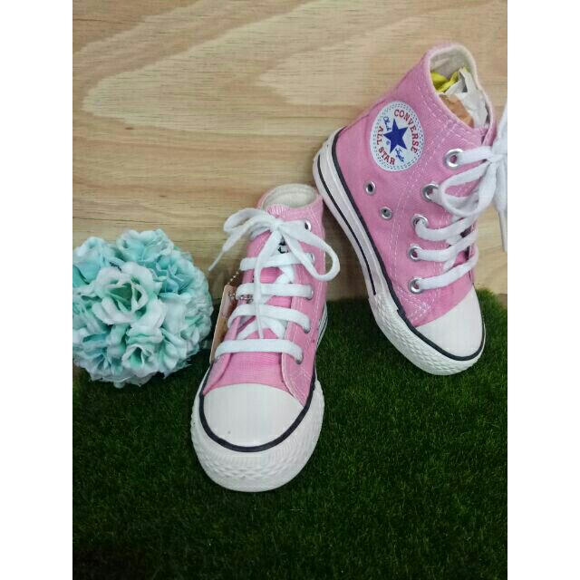 🔥SALE!!!รองเท้าผ้าใบเด็ก converse สีชมพูหุ้มข้อ🔥
