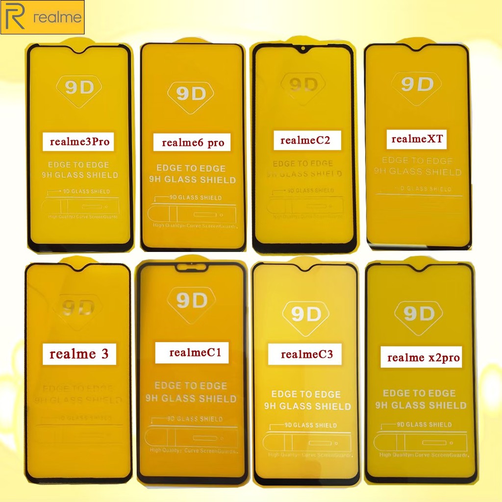 Realme ฟิล์มกระจกเต็มจอ Realme3/2pro/3pro/5pro/6 Pro/7pro/XT/c1/c52/c3/c11/c12/x2pro/5i/6/6i/x3super
