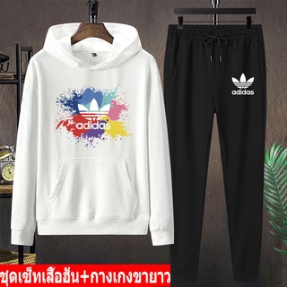 BK449-LONG+AA249 แฟชั่นกันหนาว เสื้อกันหนาวมีหมวก+กางเกงวอร์ม  ชุดเสื้อผ้าหน้าหนาว ชุดเซ็ทเสื้อฮุ้ต