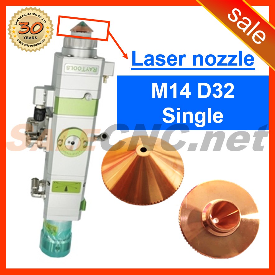 5. หัวตัดเลเซอร์ Laser Nozzle M14 D32 (Double) ขนาด 1.0mm-4.0mm CNC Laser Fiber หัวเลเซอร์ Optical Cutting