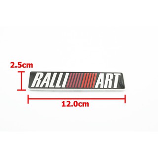 ป้ายโลโก้ RALLIART โลหะขนาด 12.0X2.5cmติดตั้งด้วยเทปกาวสองหน้าด้านหลัง