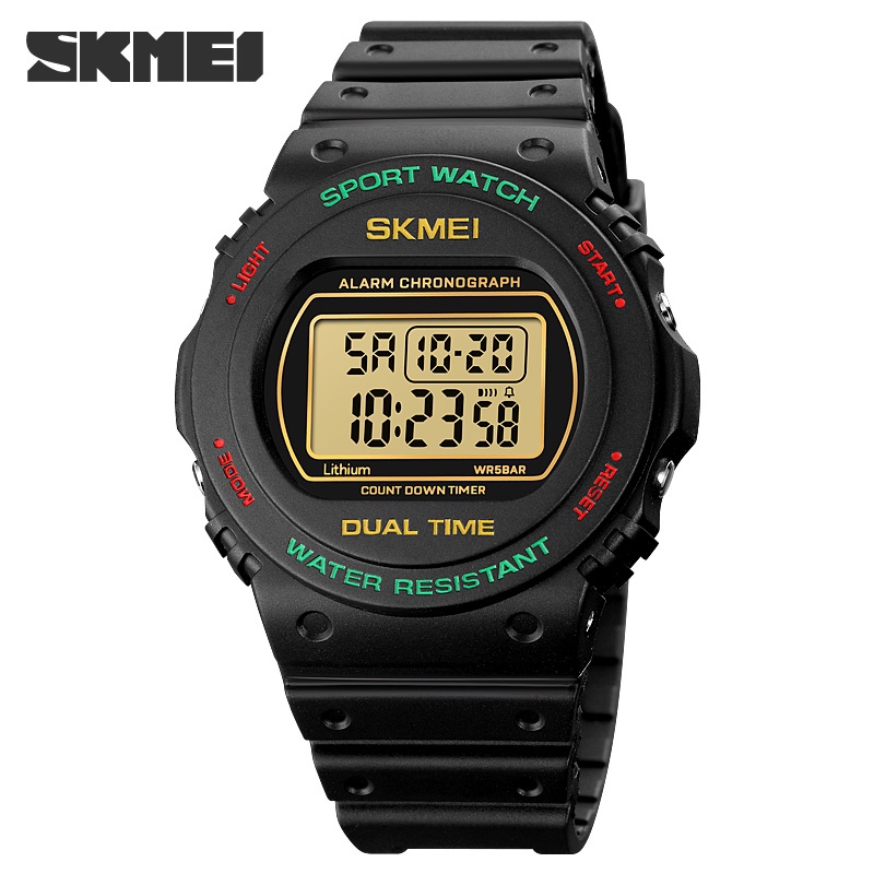 Skmei นาฬิกาข้อมือดิจิทัล โครโนกราฟ หน้าจอ LED กันน้ํา สไตล์สปอร์ต แฟชั่นสําหรับผู้ชาย
