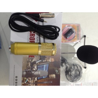 ไมค์ ไมโครโฟนสำหรับร้องเพลง บันทึกเสียง มีที่ครอบกันน้ำลาย Live Broadcast Equipment Recording Condenser Microphone