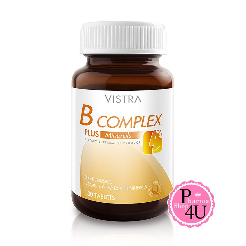 Vistra B-Complex Plus Minerals 30 Tablets วิตามินบีรวม #3716