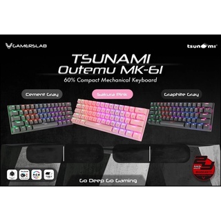 Tsunami Outemu MK-61 และMK-61 Pro 61Keys 60% Compact Mechanical Keyboard คีย์บอร์ด MK61 มีไฟ สำหรับเล่นเกมส์