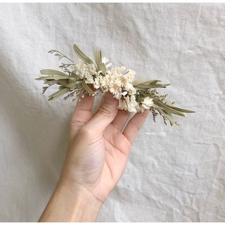 ดอกไม้ติดผมขนาด 4” โทนขาวเขียว