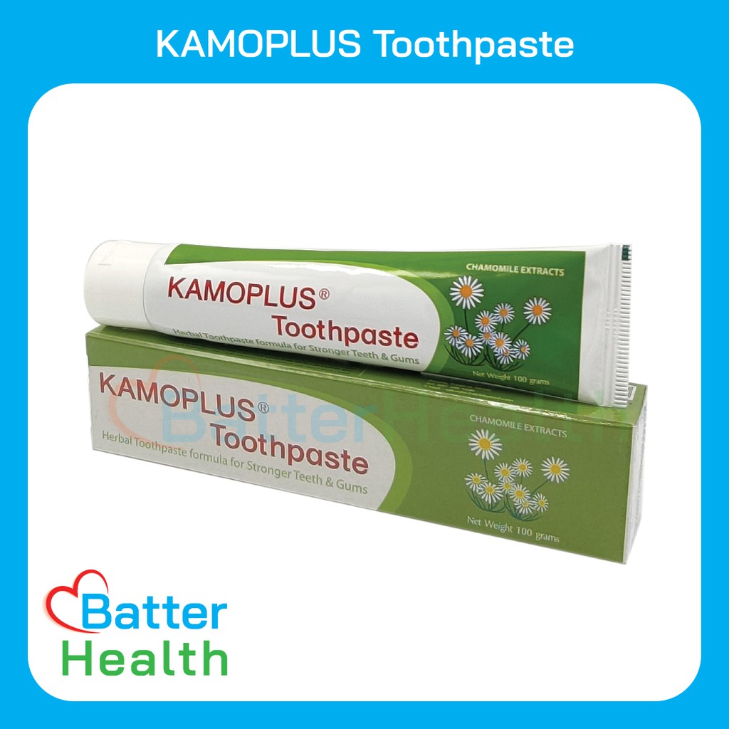 ☀️ EXP 09/28☀️ KAMOPLUS TOOTHPASTE 100 G.ยาสีฟัน คาโมพลัส 100 กรัม ยาสีฟันสมุนไพร ลดกลิ่นปาก แผลร้อนใน แผลในปาก ลดคราบหิ
