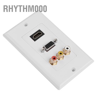 Rhythm000 3-In-1 Hdmi Vga Rca แผงเต้ารับมัลติมีเดียป้องกันระดับมัลติมีเดีย