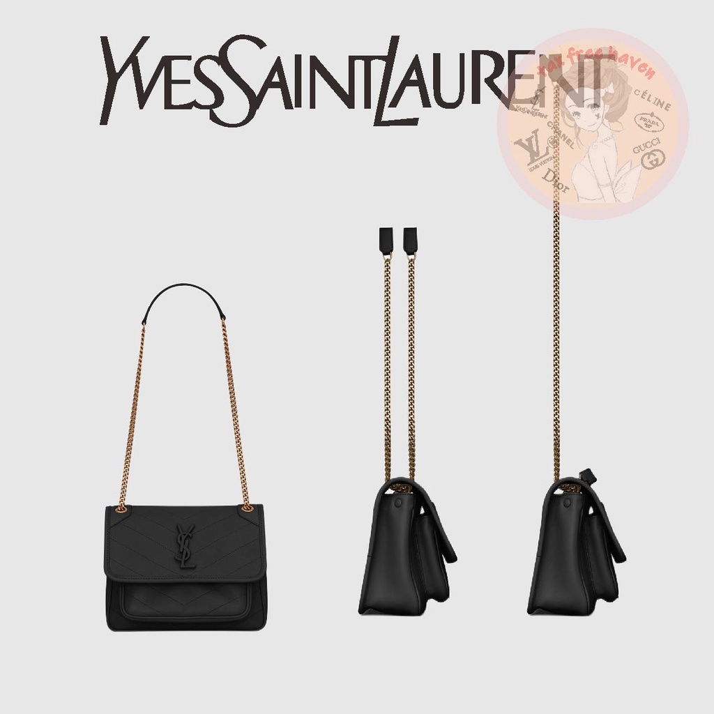 ราคาต่ำสุดของ Shopee 🔥 ของแท้ 100% 🎁YSL/Yves Saint Laurent ใหม่เอี่ยม NIKI มินิกระเป๋าหนังจีบวินเทจ