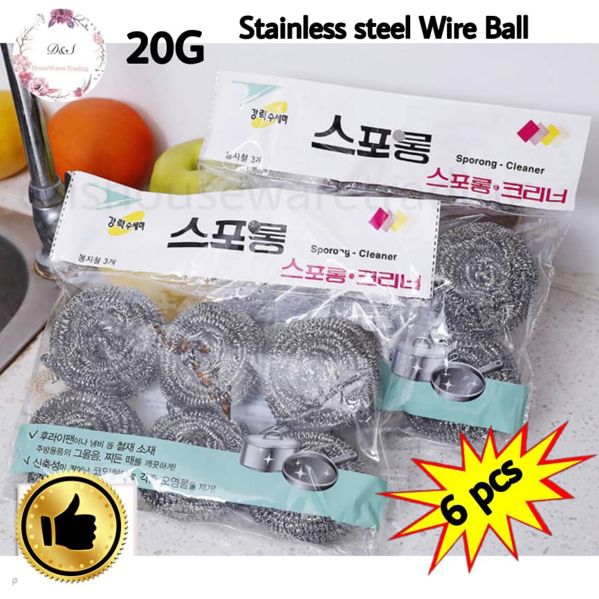 🇲🇾 Stainless Steel Iron Wire Ball Dishwashing Brush Pot Cleaning Ball Washing Pot Bola Bersih Tahan 