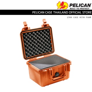 Pelican 1300 case with Foam - Orange - กล่องกันน้ำกันกระเเทก