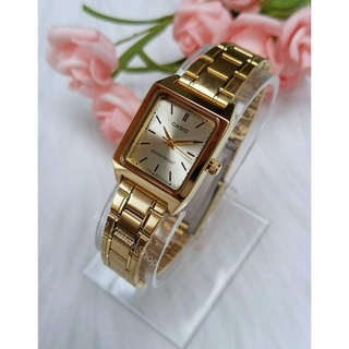 นาฬิกา CASIO รุ่น LTP-V007G-9E  นาฬิกาสำหรับผู้หญิง สายสแตนเลส สีทอง หน้าปัดเหลี่ยม - แท้ 100% รับประกันสินค้า 1 ปีเต็ม