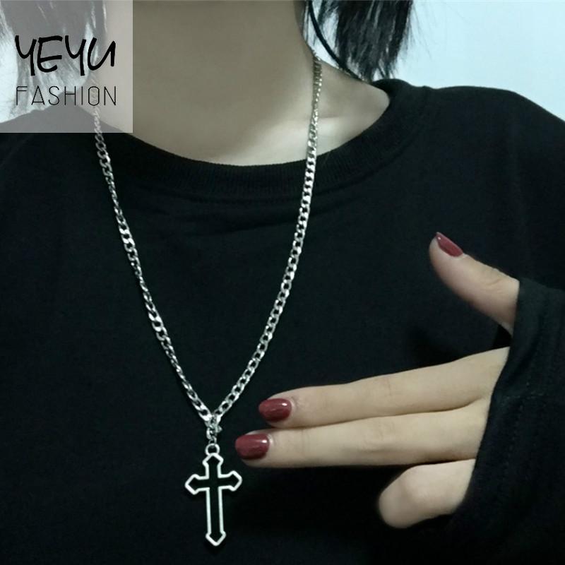 สร้อยคอ พร้อมจี้ไม้กางเขน และกระเจี๊ยบ สีโรสเลล สไตล์เกาหลี ญี่ปุ่น ฮาราจูกุ สําหรับผู้หญิง