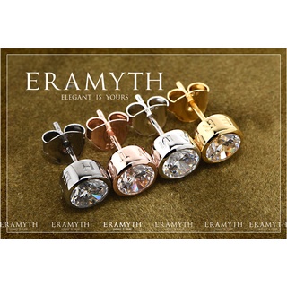 ✨Eramyth Jewelry✨ต่างหู เงินแท้ 92.5 งานฝังเพชรสวิส CZ(Diamond Grade) EM-0026 : 6mm สินค้ามาตรฐานส่งออก