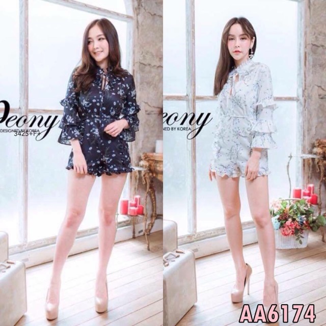 กระดุมหน้า ‼️จั๊มสูทกางเกงขาสั้น🔥ผ้าบับเบิ้ลพิมพ์ลายใส่สบาย งานใส่สบายใส่ได้ทุกโอกาสเลยน้า แต่งแขนขาระบาย
