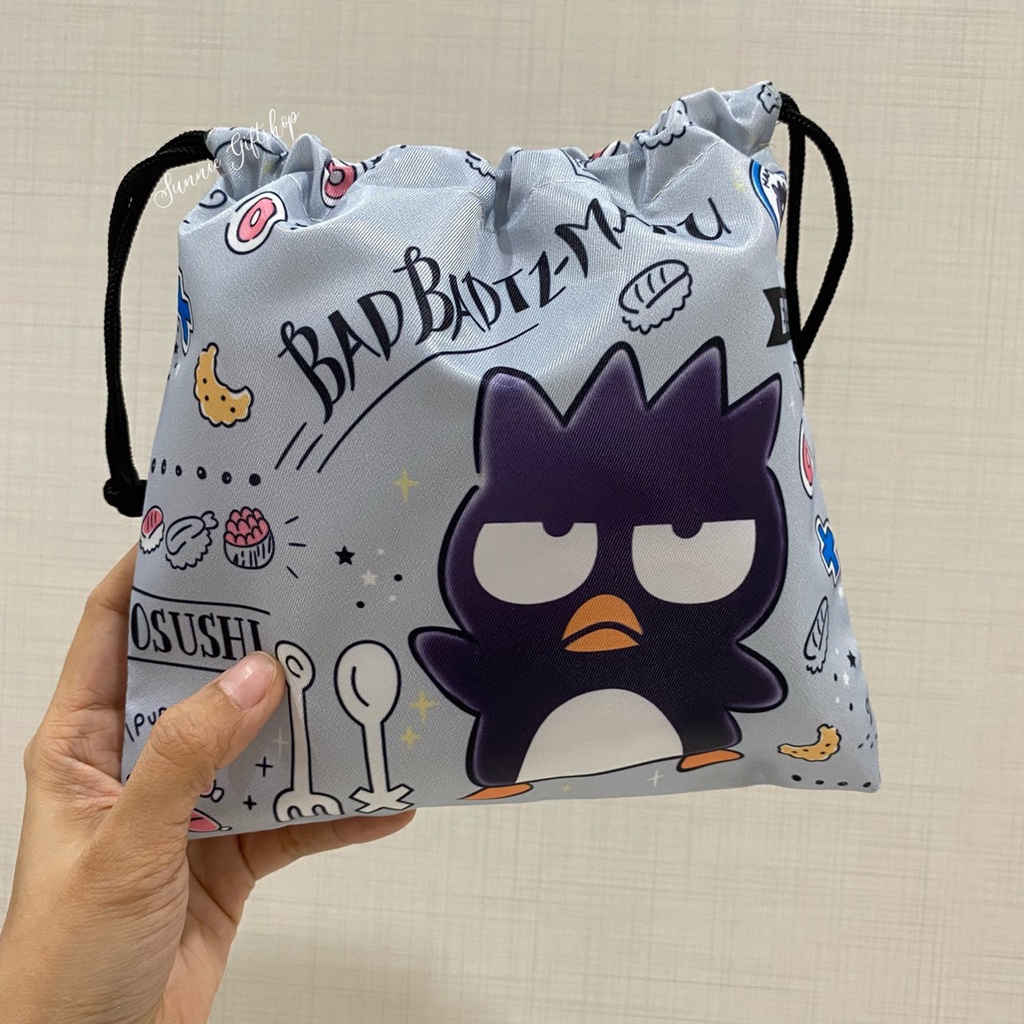 พร้อมส่ง ถุงผ้าหูรูดลายการ์ตูน ผ้าลื่น Kitty Melody Sanrio