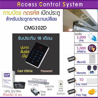 CMG102D คีย์การ์ด เครื่องทาบบัตรเปิดประตู ใช้กับประตูบานเปลือย แบตสสำรองนาน 12 ชม.