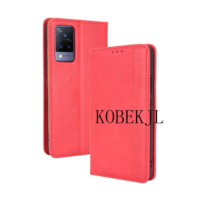VIVO V21 V21e 5G 2021 กรณีหนังPUแม่เหล็กเคสโทรศัพท์Vivo V21 V 21 V21E VIVOV21 Retroเคสโทรศัพท์ยืนผู้
