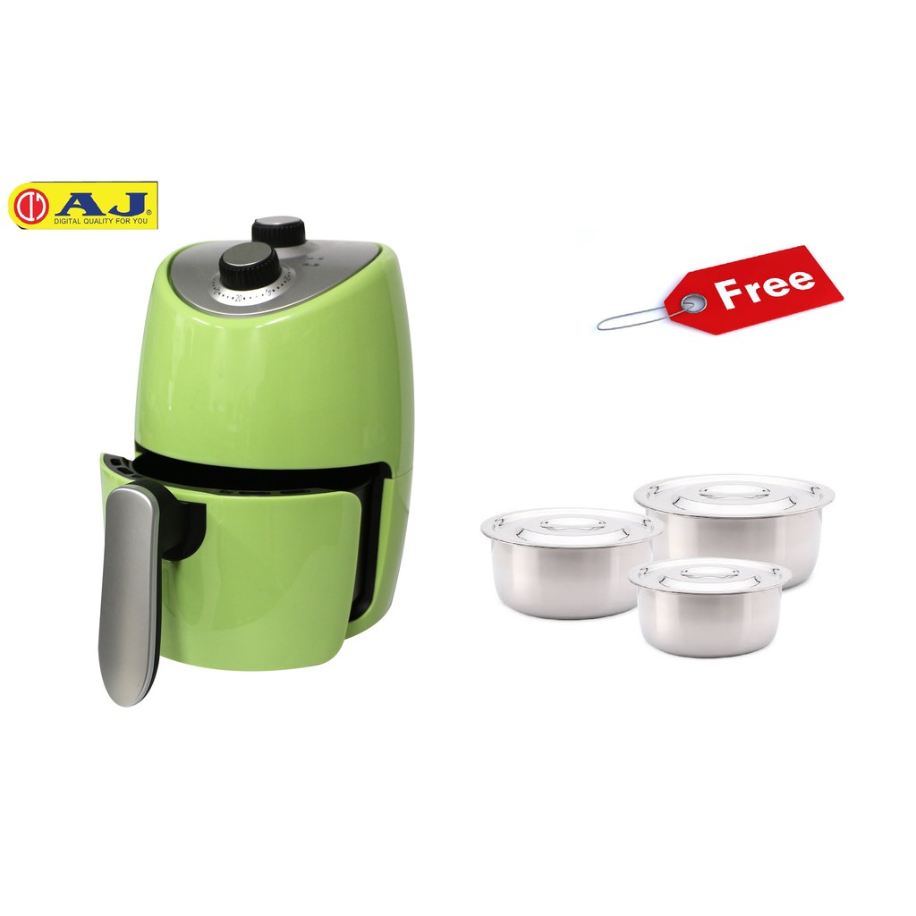 AJ หม้อทอดไร้น้ำมัน Air Fryer รุ่น AF-001 แถมฟรีหม้อแขก 3 ใบ