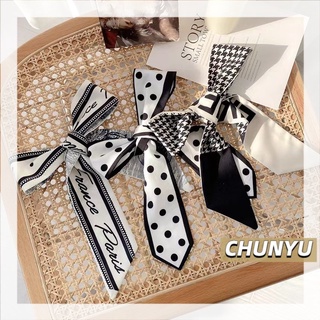 CHUNYU ผ้าผูกผม ผ้าพันคอ ผ้าไหม สไตล์ฝรั่งเศส สำหรับผู้หญ T012