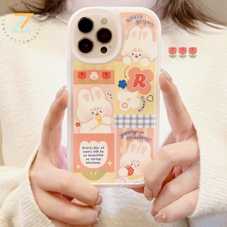 Zymello เคส OPPO A57 2022 4G Reno 7Z 5G Reno6 Z 5G A15 A16 A31 A5 2020 F11Pro Realme C21Y C25Y 9i A16K A76 A96 F7 ใหม่น่ารักการ์ตูนกระต่ายโปร่งใสเคสโทรศัพท์