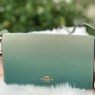 HAYDEN FOLDOVER CROSSBODY CLUTCH WITH OMBRE (COACH F67504) GREEN MULTI/IMITATION GOLD